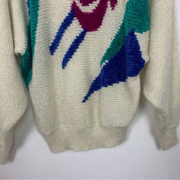 Vintage 80s Phil Caray Floral Abstract Sweater - Picture 2 of 7